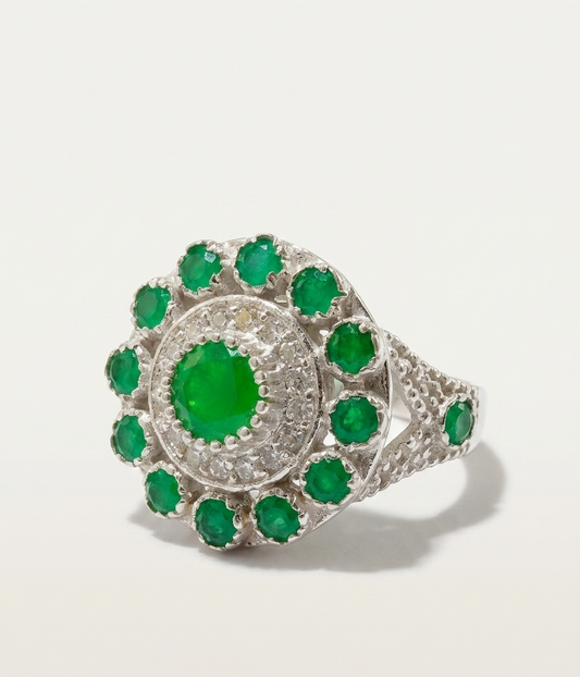 Royal Green Stone Design – 925 Sterling Silver Ring