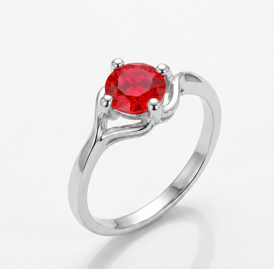 Minimal Red Stone Design – 925 Sterling Silver Ring